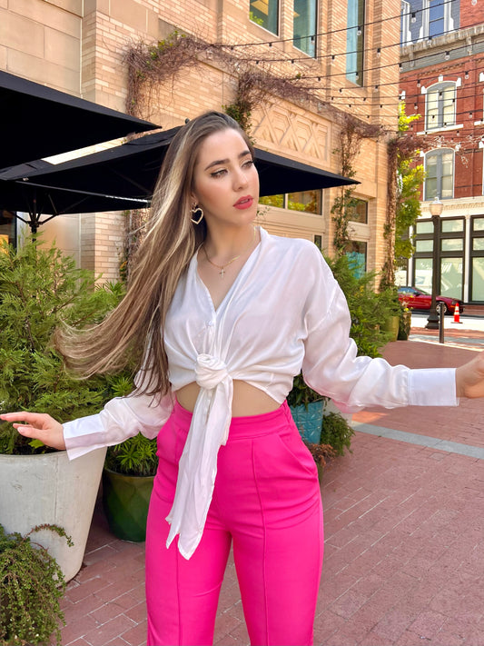 Silky pearl blouse
